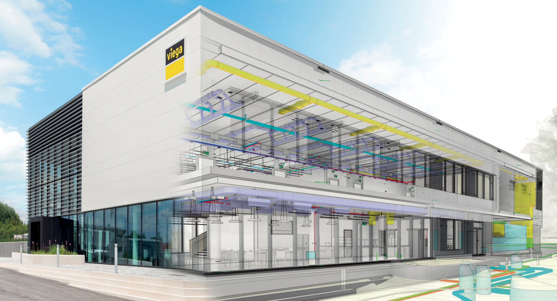 Abbildung 2: Viega hat das Gebäude konsequent nach der Planungsmethode Building Information Modeling (BIM) entlang eines digitalen BIM-Models geplant und gebaut.